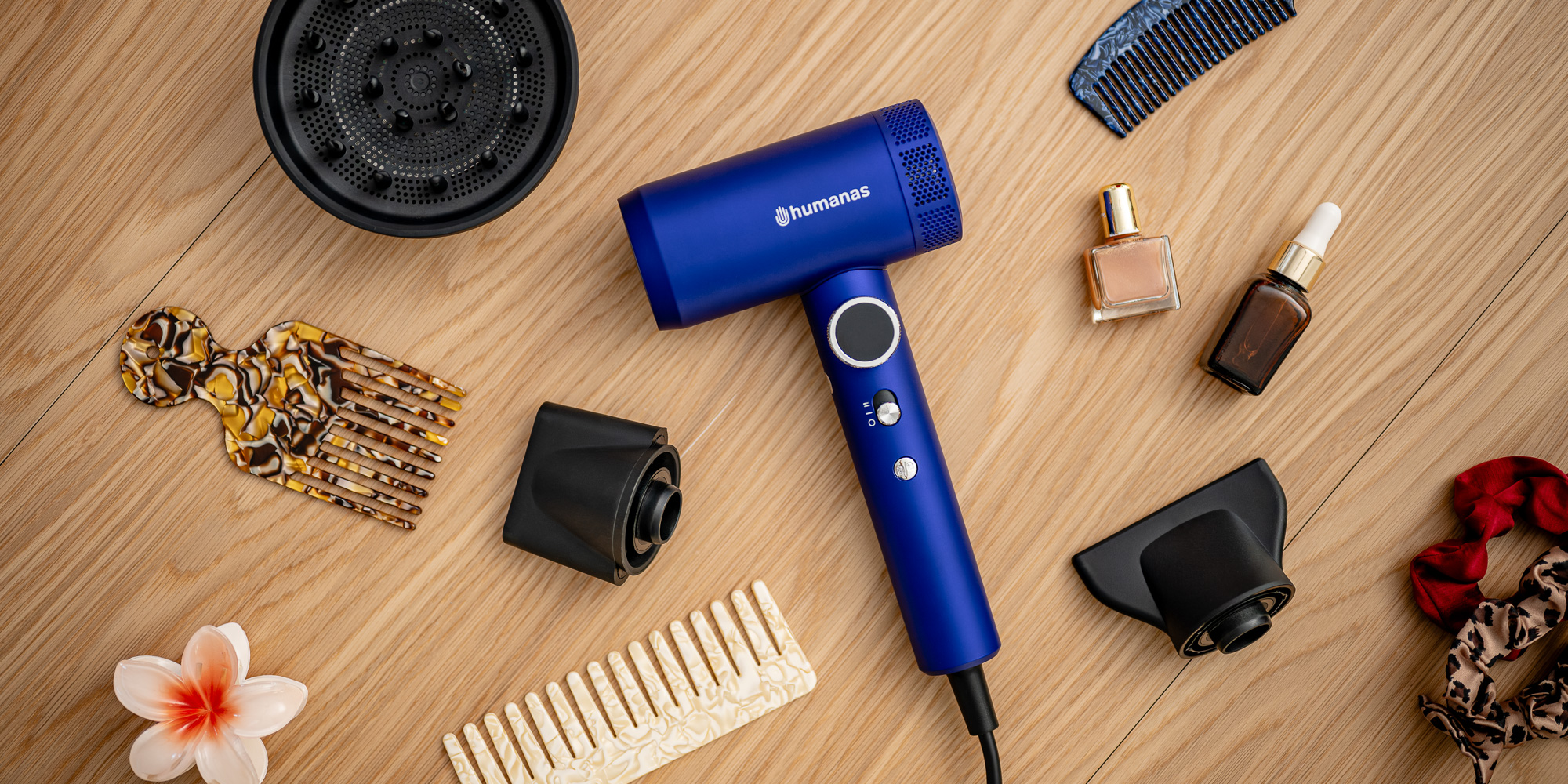 Suszarka do włosów z funkcją jonizowania Humanas AirTouch HD-SmartHeat - fioletowa